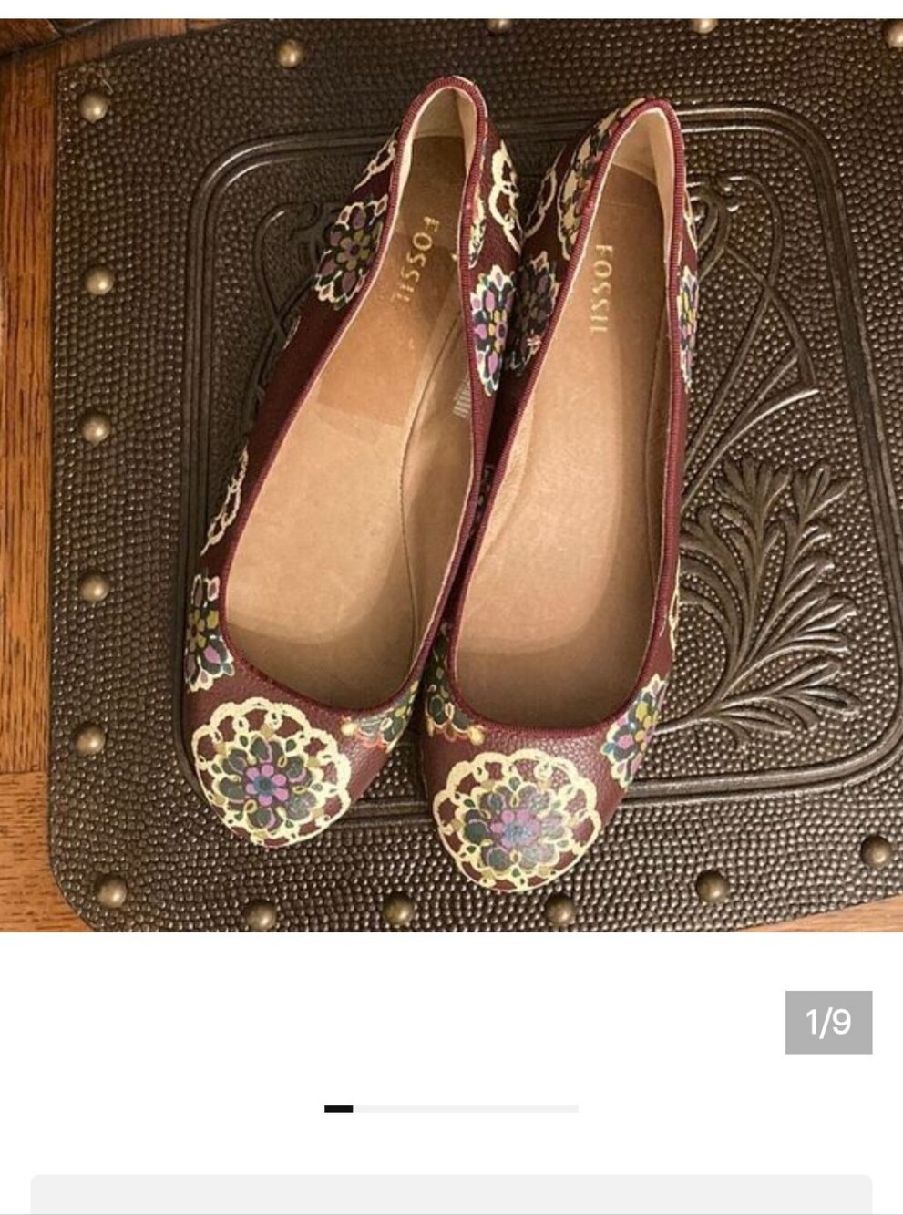 Fossil Ballet Floral Leather Flats